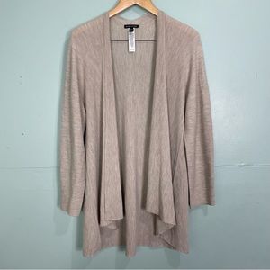 Eileen Fisher Open Cardigan 100% Virgin Wool Large Cream Long Long Sleeve